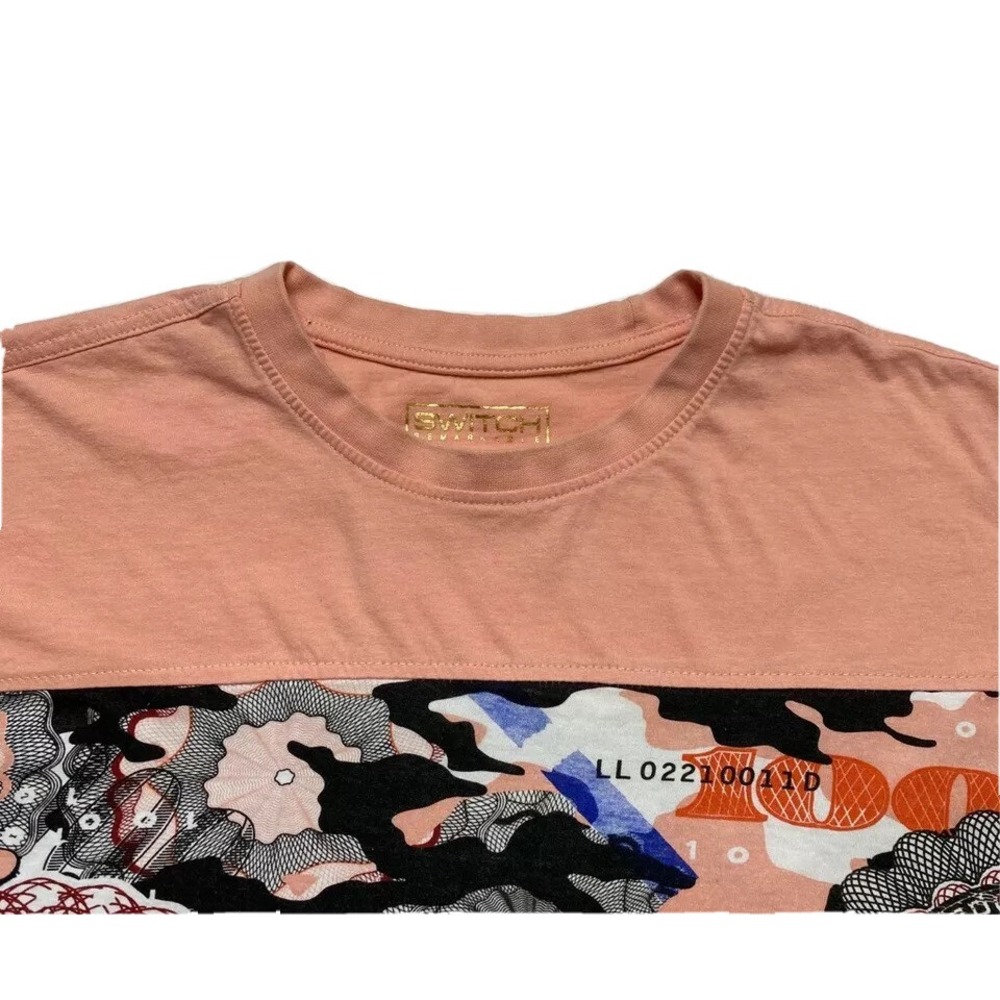 Switch Remarkable Mens T-Shirt Size XL Multicolor Peach Abstract Short‎ Sleeve